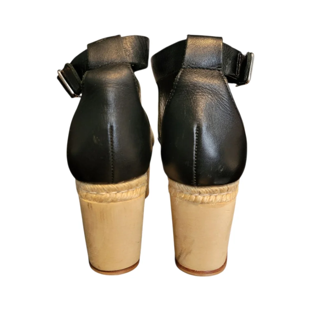 Loeffler Randall Black Strappy Platform Wedge‎ Sandals 10